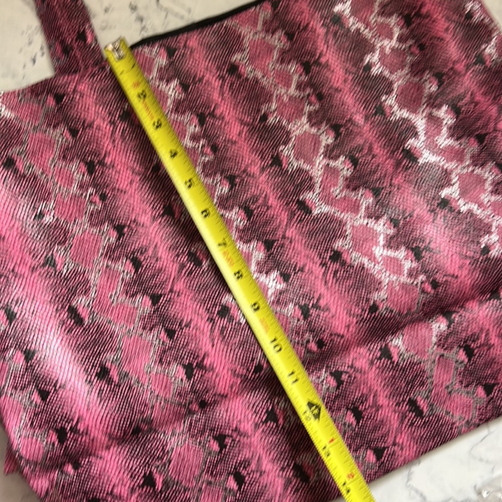 Large Pink Python Print Tote With Pouch - image 4